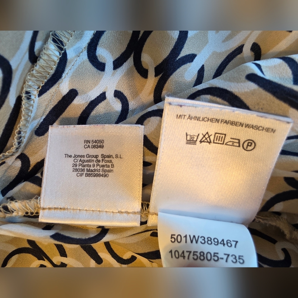 Jones New York Woman Sleeveless Blouse 16W Black Beige Geometric Chain Print - Picture 7 of 7